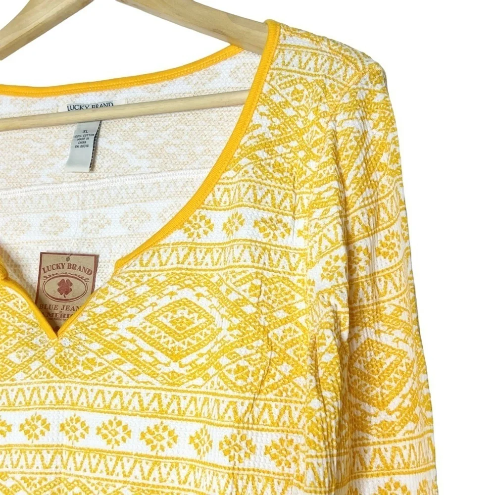 Lucky Brand Yellow Waffle Knit Thermal Shirt - Picture 4 of 5
